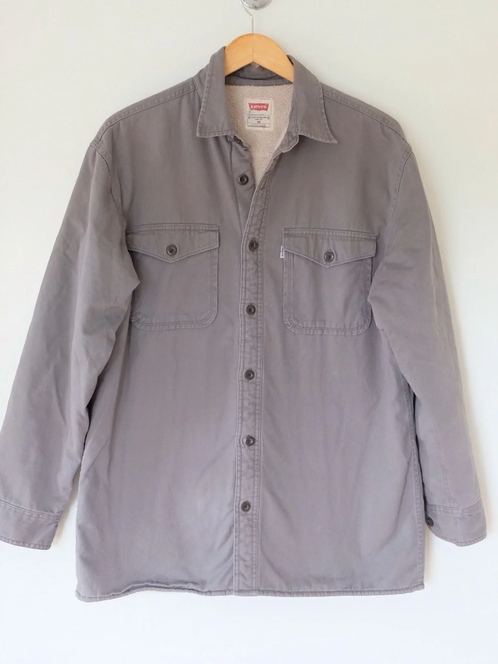 Levi’s Sherpa Line Flannel Shirt Jacket Gray Men’s Medium Cozy Chore Coat
